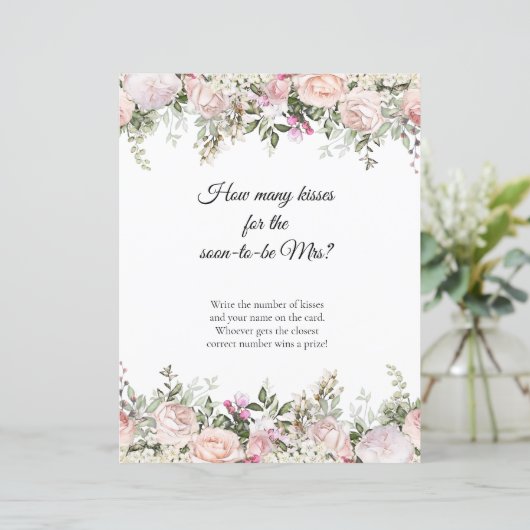 Roos Floral hoeveel Kisses Vrijgezellenfeest game (Staand voorkant)