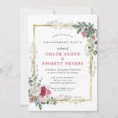 Roos Floral Holly Engagement Party Kaart (Voorkant)