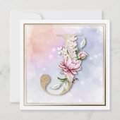 Roos Floral J 60th Birthday Party Kaart (Achterkant)