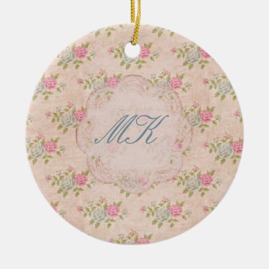 Roos Floral Keramisch Ornament (Voorkant)