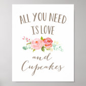 Roos Floral Love and Cupcakes Poster (Voorkant)