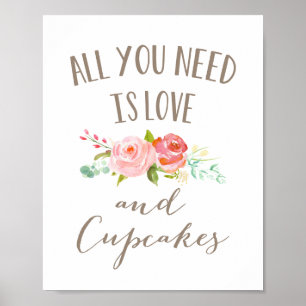 Roos Floral Love and Cupcakes Poster