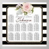 Roos Floral Modern Reception Table Seating Chart Poster (Voorkant)