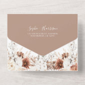 Roos Floral Orchid Mauve Beige Boho Wedding All In One Uitnodiging (Achterkant)