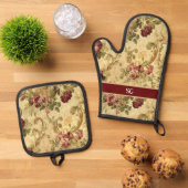  Roos Floral Ovenwant & Pannenlap Set (Top down)