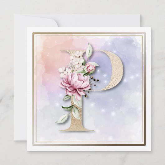 Roos Floral P 60th Birthday Party Invitation Kaart (Achterkant)