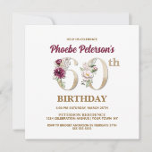 Roos Floral P 60th Birthday Party Invitation Kaart (Voorkant)
