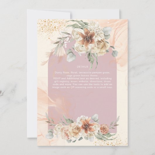 Roos Floral Pampas Grass Boho VRIJGEZELLENFEEST (Achterkant)