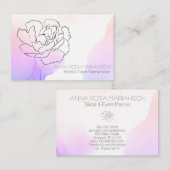 *~* Roos Floral Pastel Lavendel & Roze Waterverf Visitekaartje (Voorkant / Achterkant)