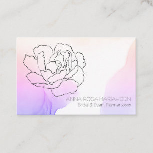 *~* Roos Floral Pastel Lavendel & Roze Waterverf Visitekaartje