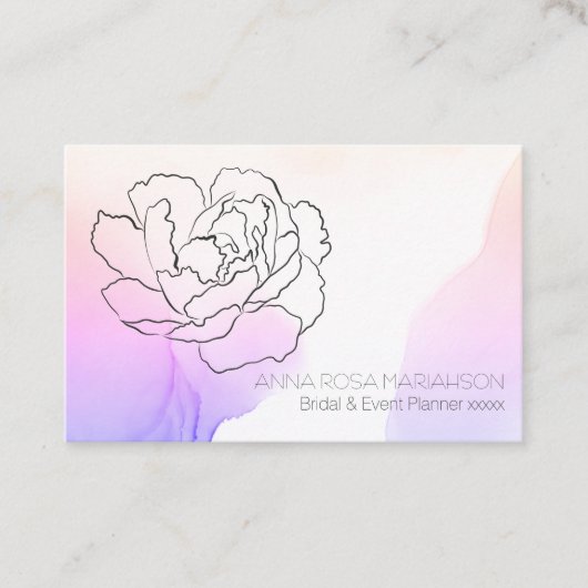 *~* Roos Floral Pastel Lavendel & Roze Waterverf Visitekaartje (Voorkant)