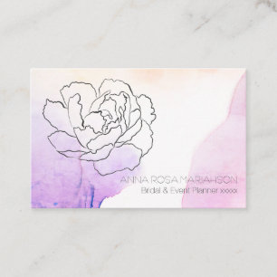 *~* Roos Floral Pastel Pink Lavender Waterverf Visitekaartje
