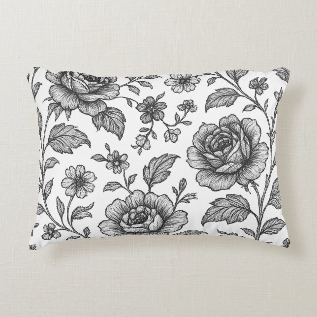  Roos Floral Pattern Accent Kussen (Voorkant)
