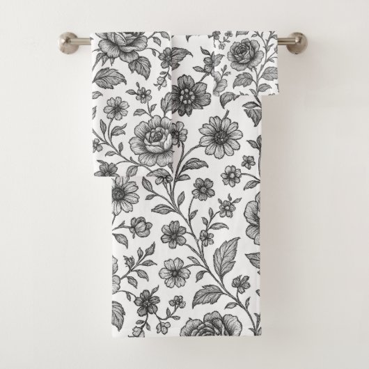 Roos Floral Pattern Bad Handdoek (Insitu)