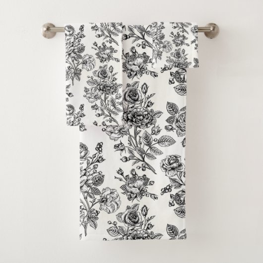  Roos Floral Pattern Bad Handdoek (Insitu)