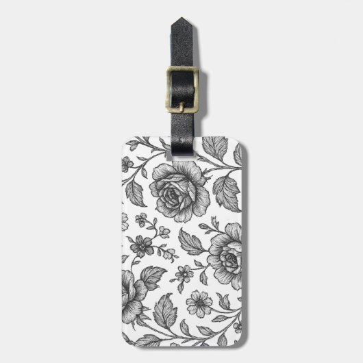 Roos Floral Pattern Bagagelabel (Voorkant verticaal)