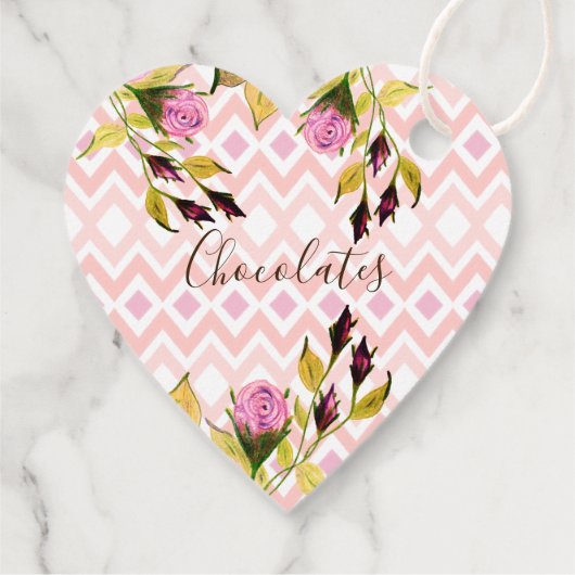 Roos Floral Pattern Bedankjes Labels (Achterkant)