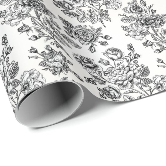  Roos Floral Pattern Cadeaupapier (Rol Hoek)