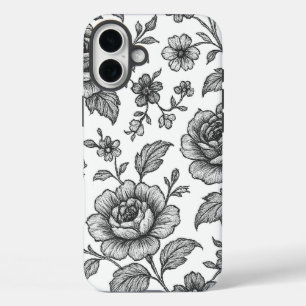  Roos Floral Pattern iPhone 16 Plus Hoesje