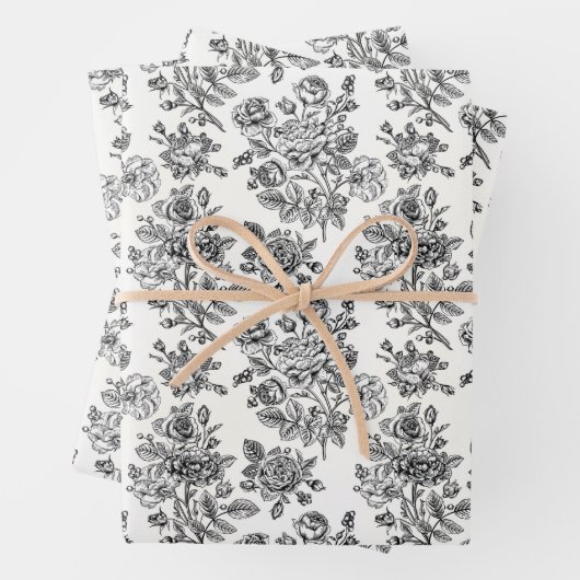  Roos Floral Pattern Inpakpapier Vel (In situ)