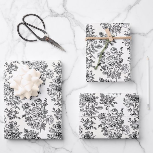  Roos Floral Pattern Inpakpapier Vel (Voorkant)