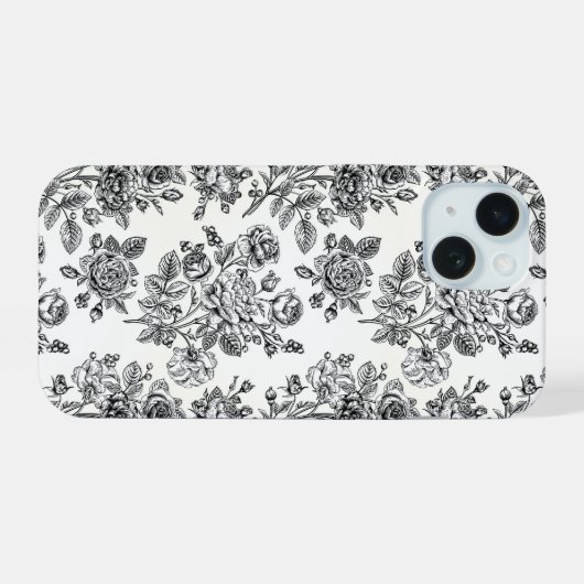  Roos Floral Pattern iPhone 15 Case (Achterkant horizontaal)