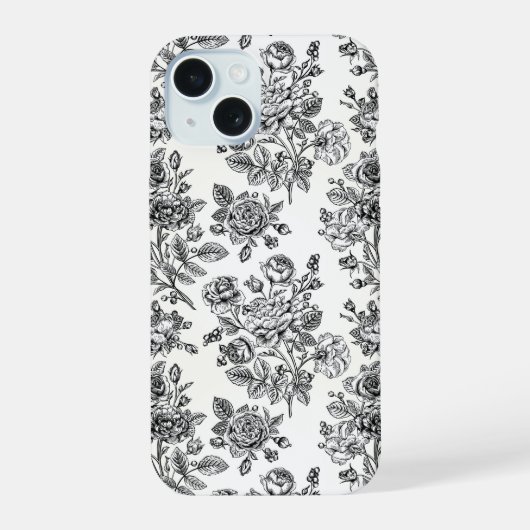 Roos Floral Pattern iPhone 15 Case (Achterkant)