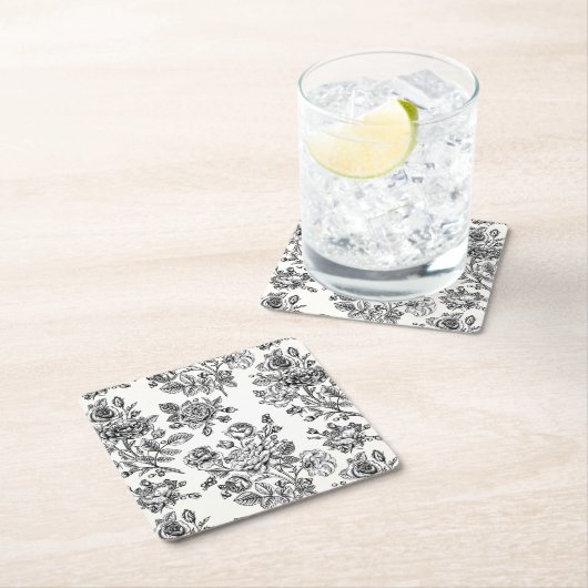 Roos Floral Pattern Kartonnen Onderzetters (Insitu)