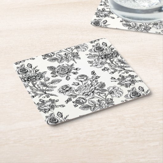  Roos Floral Pattern Kartonnen Onderzetters (Schuin)