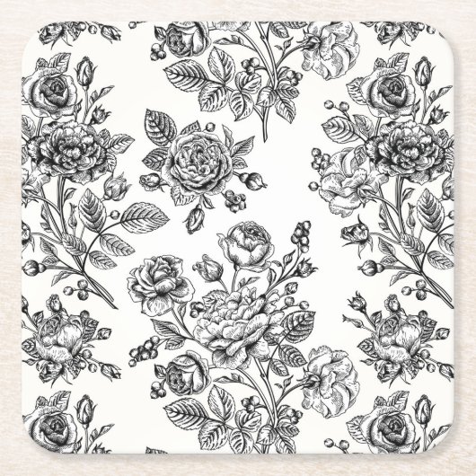  Roos Floral Pattern Kartonnen Onderzetters (Voorkant)