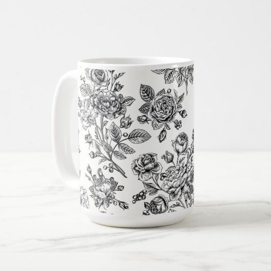  Roos Floral Pattern Koffiemok (Voorkant links)