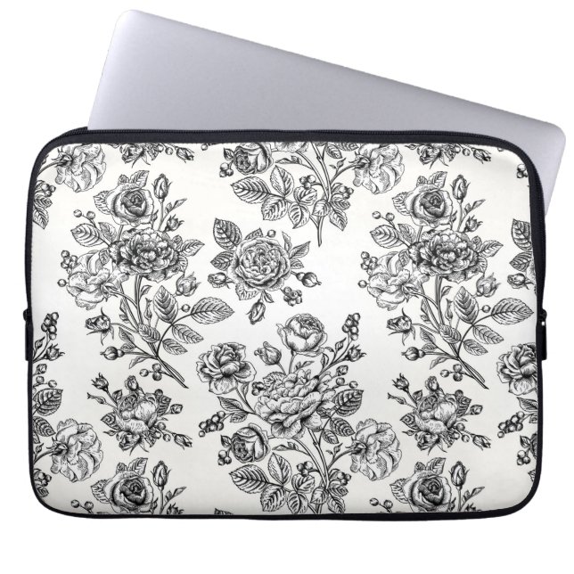  Roos Floral Pattern Laptop Sleeve (Voorkant)