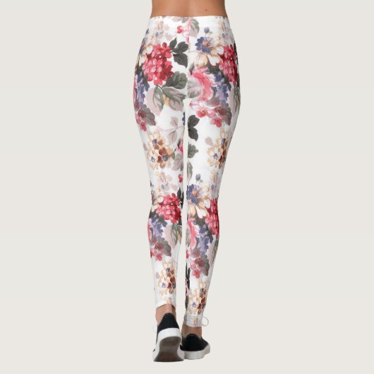 Roos Floral Pattern Leggings vrouwen (Achterkant)