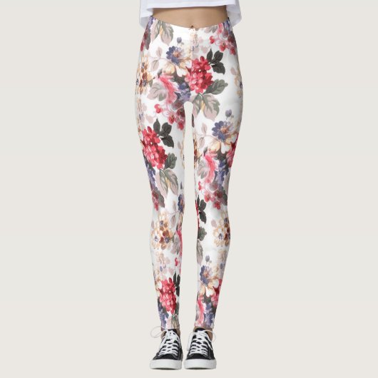 Roos Floral Pattern Leggings vrouwen (Voorkant)