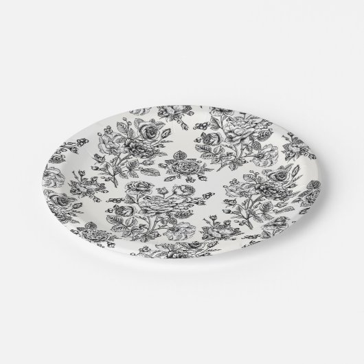  Roos Floral Pattern Papieren Bordje (Gekanteld)