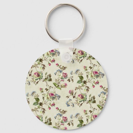 Roos Floral Pattern Shabby chic Sleutelhanger (Voorkant)