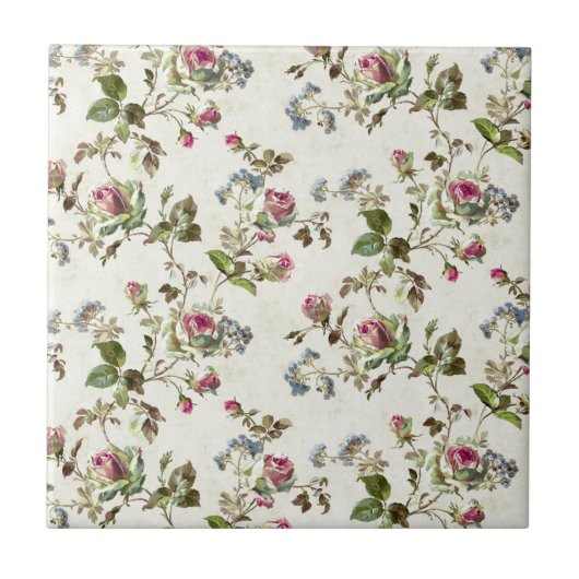  Roos Floral Pattern Shabby chic Tegeltje (Voorkant)