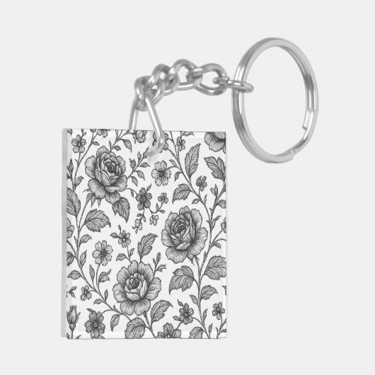  Roos Floral Pattern Sleutelhanger (Achterkant Links)