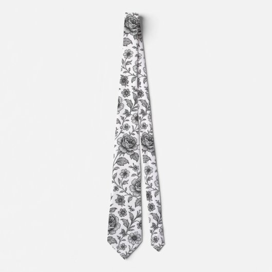 Roos Floral Pattern Stropdas (Voorkant)
