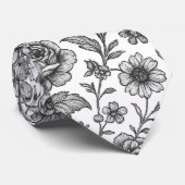 Roos Floral Pattern Stropdas (Opgerold)