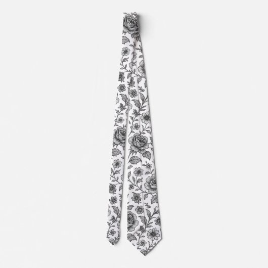 Roos Floral Pattern Stropdas (Achterkant)