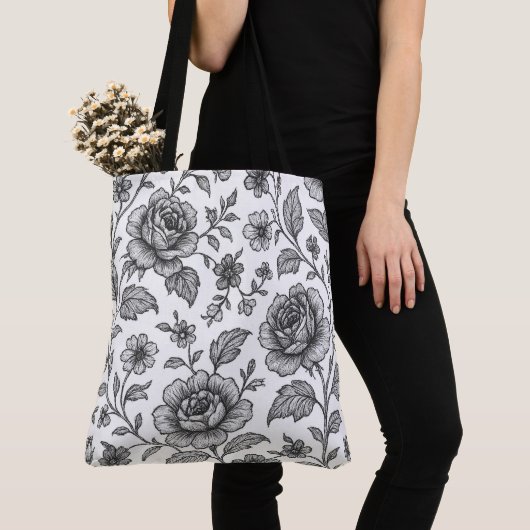 Roos Floral Pattern Tote Bag (Dichtbij)