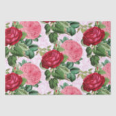 Roos Floral Pink Damask Tissuepapier (Voorkant)