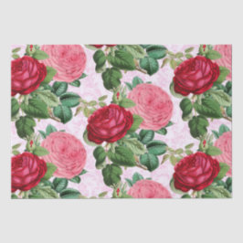  Roos Floral Pink Damask Tissuepapier