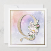 Roos Floral Q 60th Birthday Party Invitation Kaart (Achterkant)