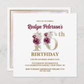 Roos Floral R 16e verjaardag Kaart (Voorkant / Achterkant)