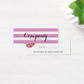 Roos Floral Roos & White Stripes - Prijs Label Mini Visitekaartjes (Bureau)