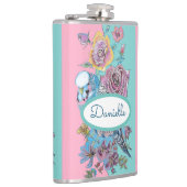 Roos Floral Rozen Budgie Bird Womans Pink Aqua Heupfles (Rechts)