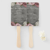 Roos Floral Rozen Rustic Lace Gray Wedding Handwaaier (Voorkant en achterkant)