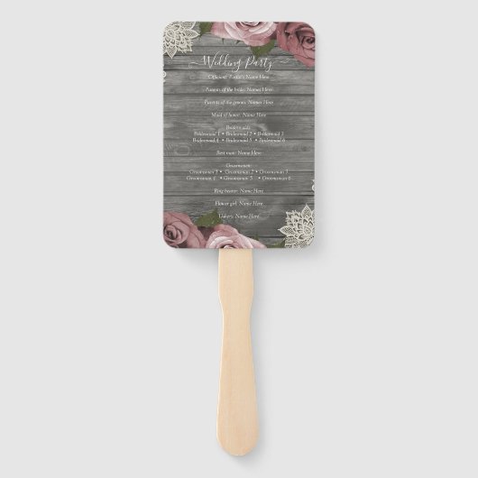 Roos Floral Rozen Rustic Lace Gray Wedding Handwaaier (Achterkant)